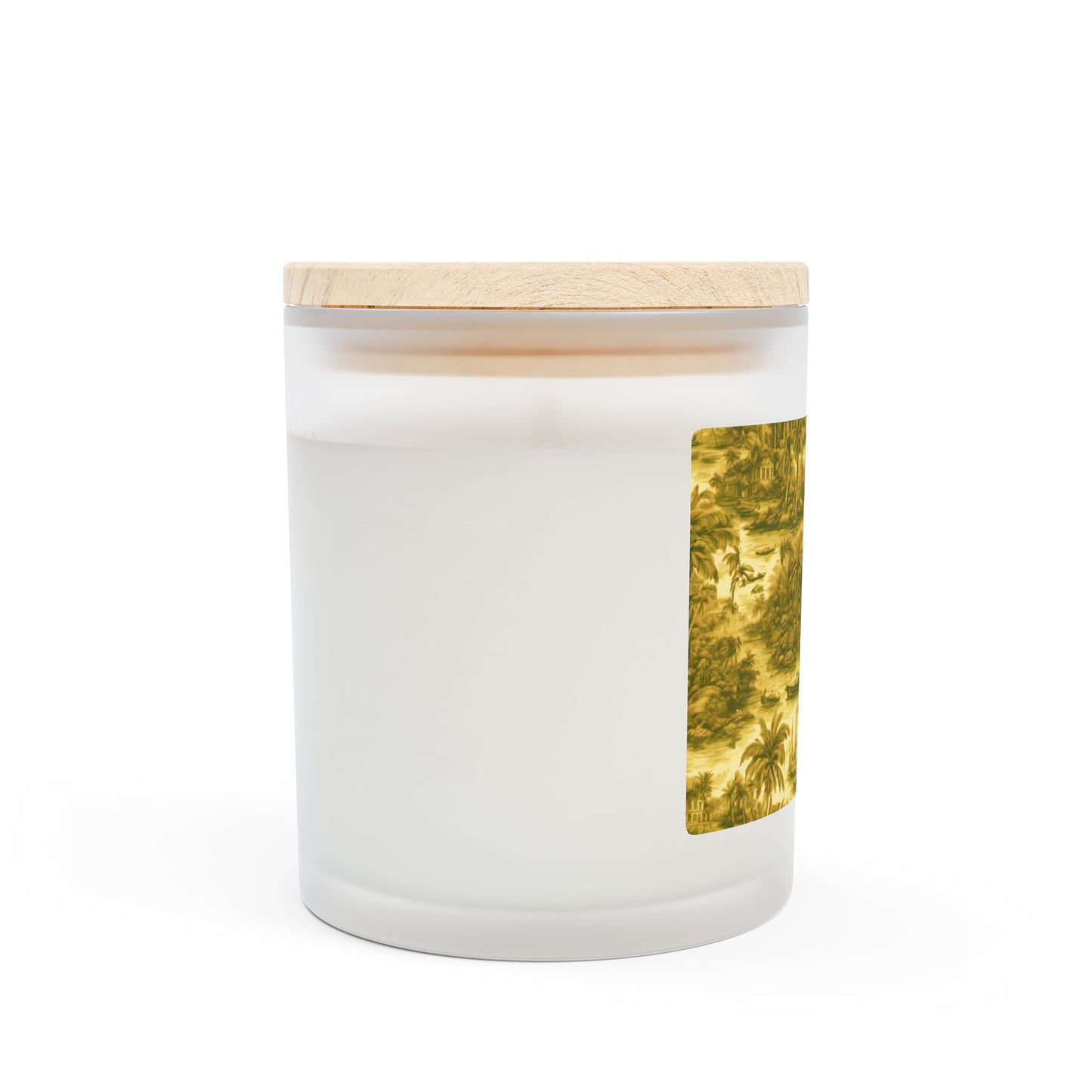 Frosted Glass Candle, 11oz - Tropical Toile #1, Gold