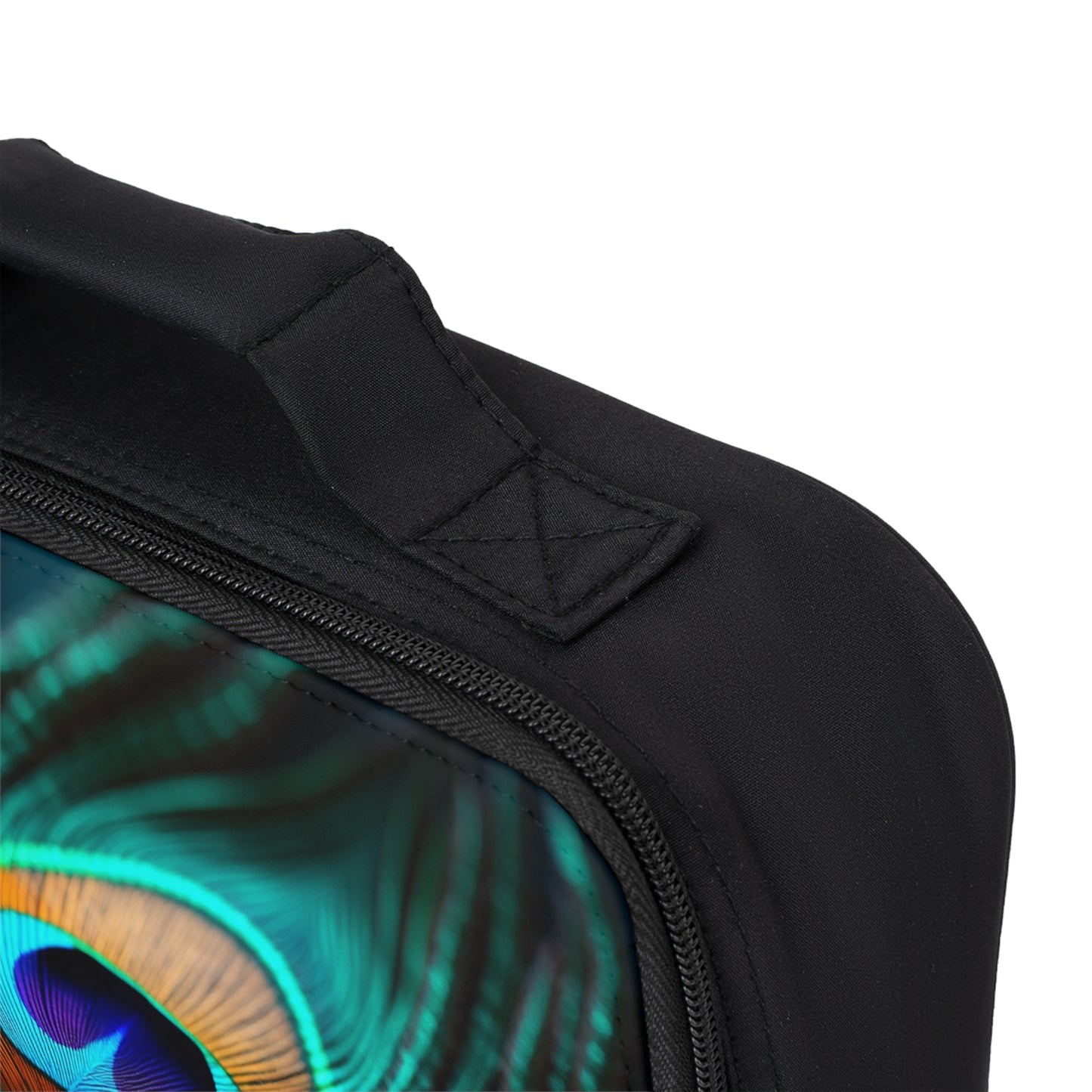 Peacock Eye Feather/Turquoise Lunch Bag - Eco-Friendly Insulated Tote, Adult and Child Lunchbox / Perfect for Picnics, Beach Outings