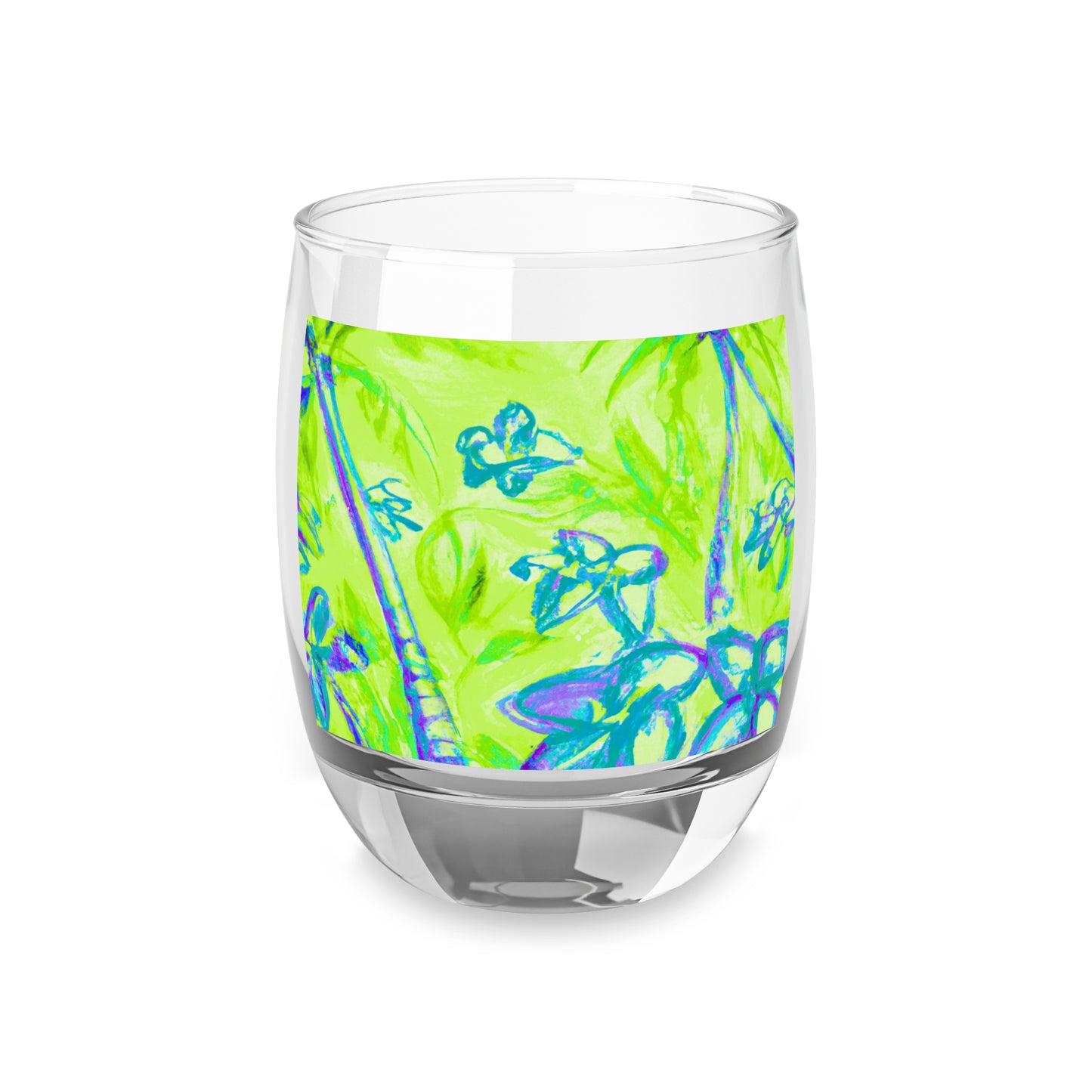Whiskey Glass, Tropical Doodles/Hot Lime