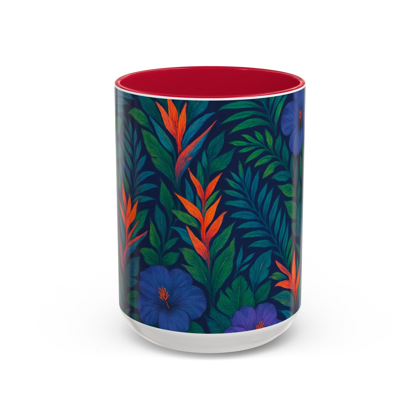 Vibrant Floral Coffee Mug - 11oz & 15oz / Midnight Flower Coral