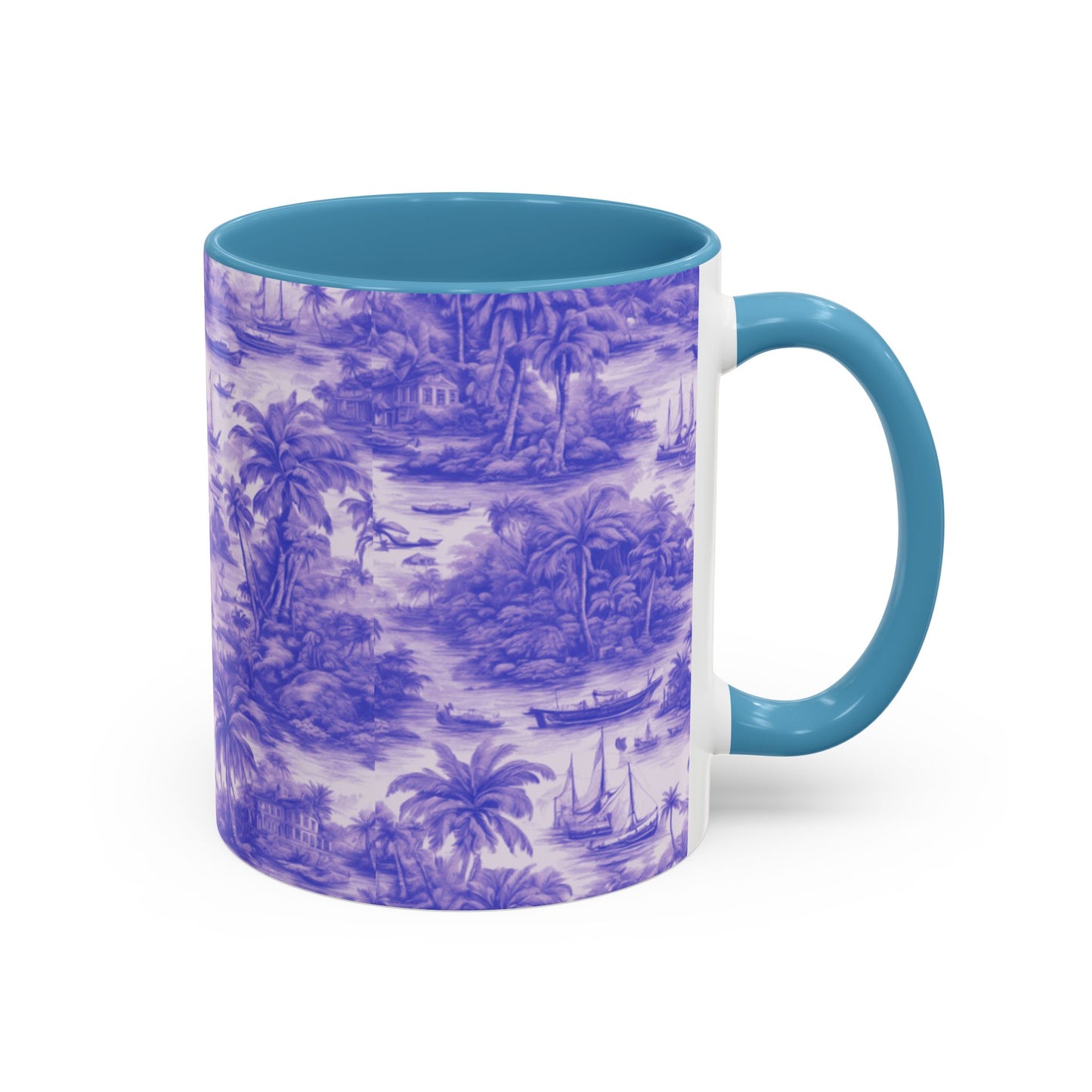 Accent Coffee Mug (11, 15oz), 8 Colors - Tropical Toile #1, purple