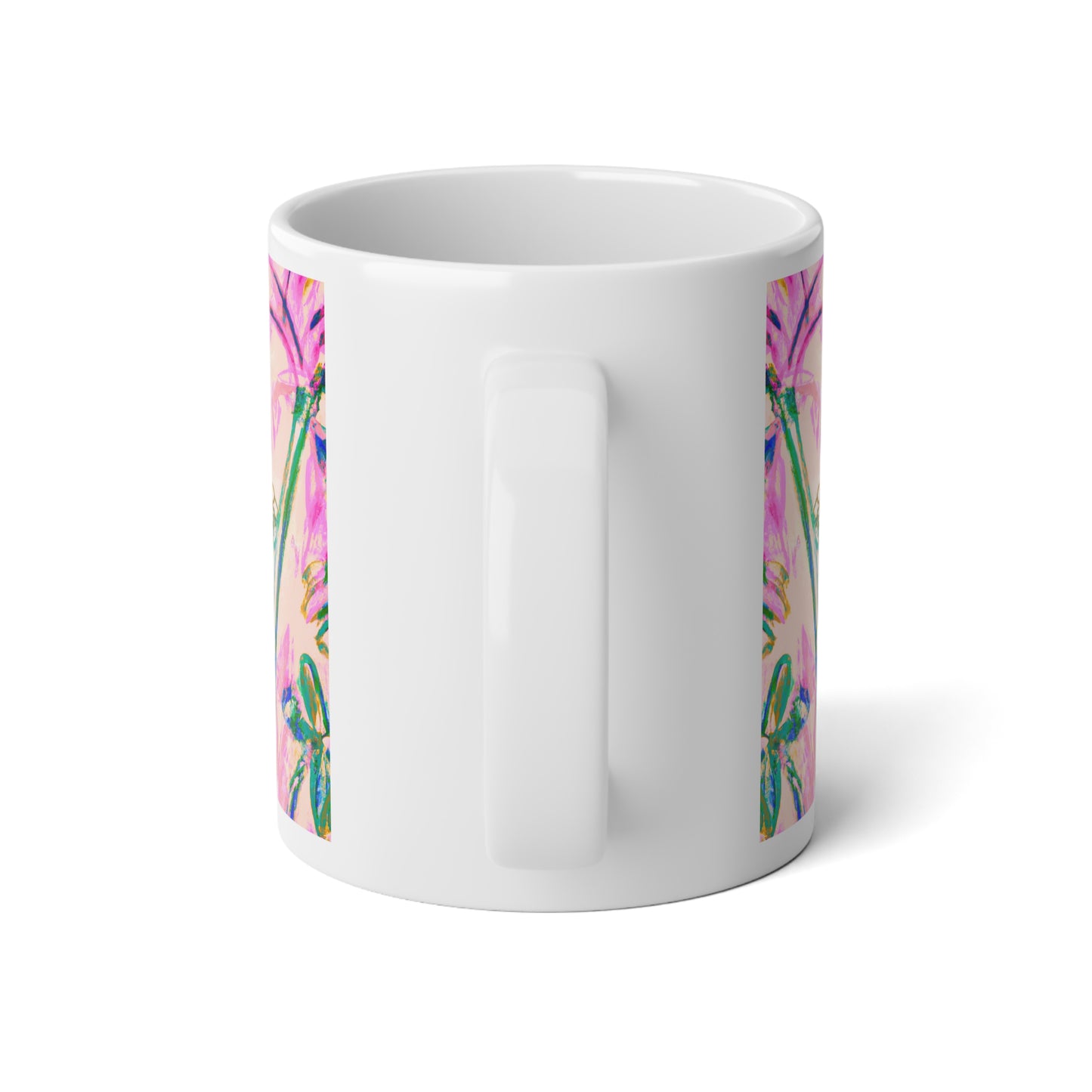 Jumbo Mug, 20oz, Tropical Doodles, Pink | Tropical Coffee Cup