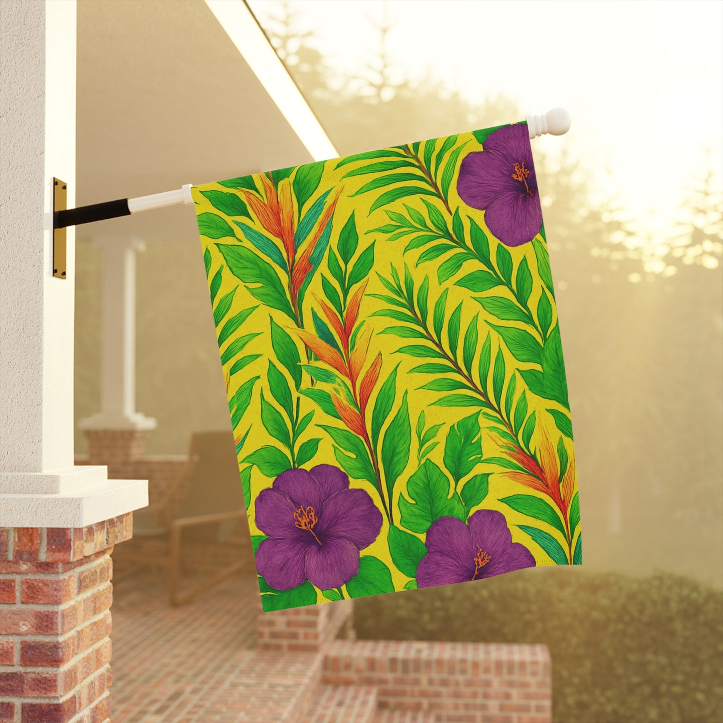 Tropical Garden Flag - Perfect for Outdoor Decor / Midnight Flower, Yellow
