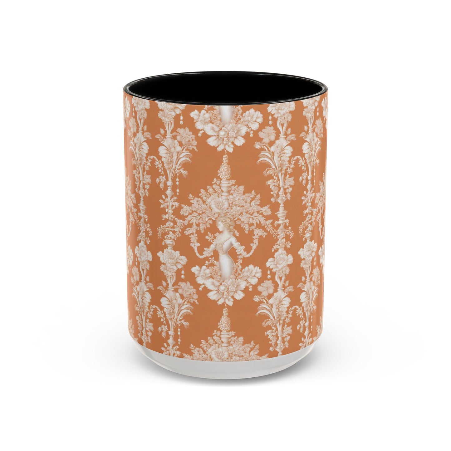 Accent Coffee Mug (11, 15oz), Pearl Lady Toile/Melon Repeat, Various Colors