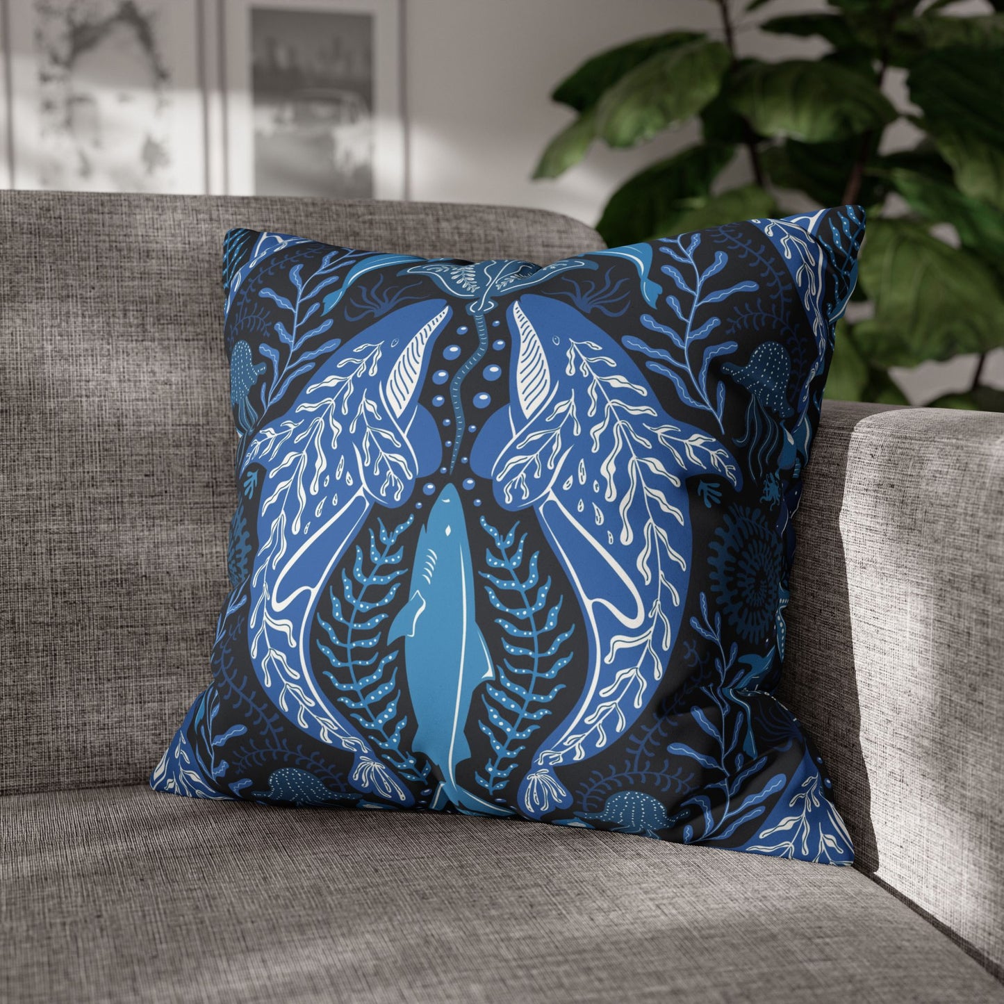 Faux Suede Square Pillowcase - Mystic Ocean, Blue