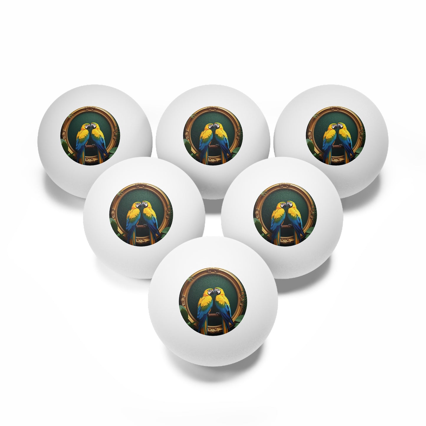 Tropical Paradise Ping Pong Balls - 6 Pack with Two Pet Macaws