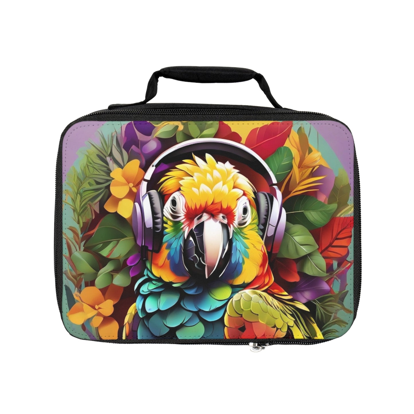 Rockin' Out Parrot Lunch Bag - Eco-Friendly Insulated Tote, Adult and Child Lunchbox / Perfect for Picnics, Beach Outings