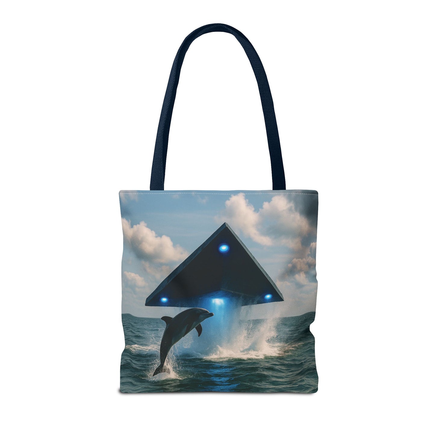 UFO and Dolphin in Ocean Tote Bag - 3 Sizes