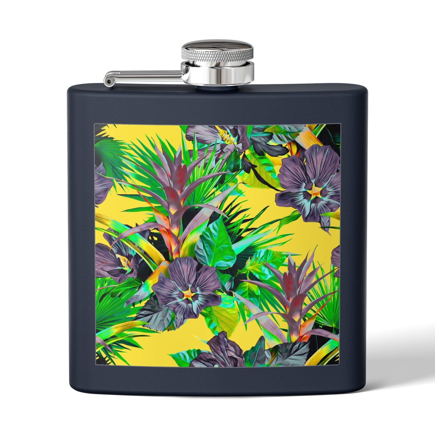 Tropical Stainless Steel 6 oz. Flask, Many Colors  – Plant Palooza Yellow