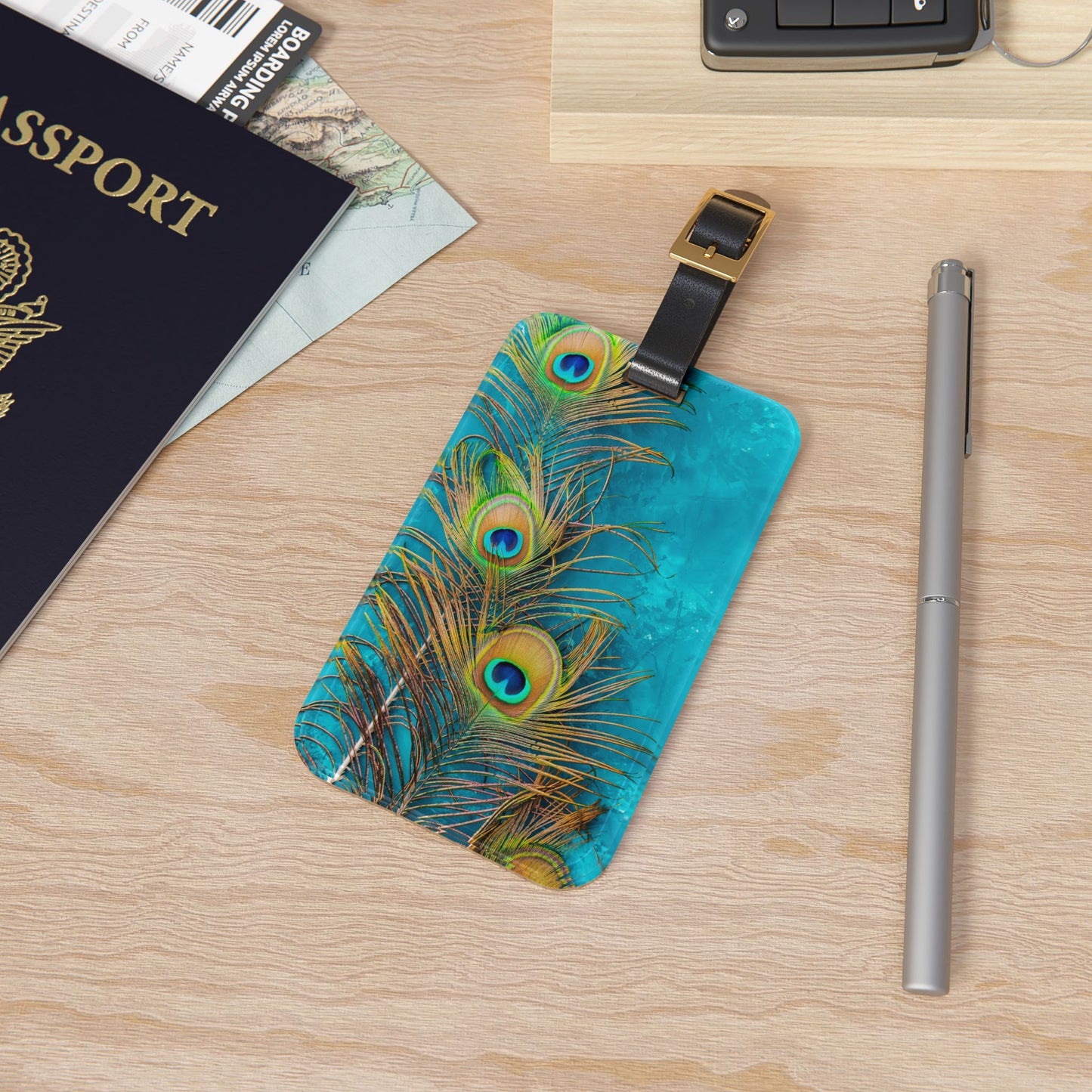 Luggage Tag - Peacock Turquoise Glow