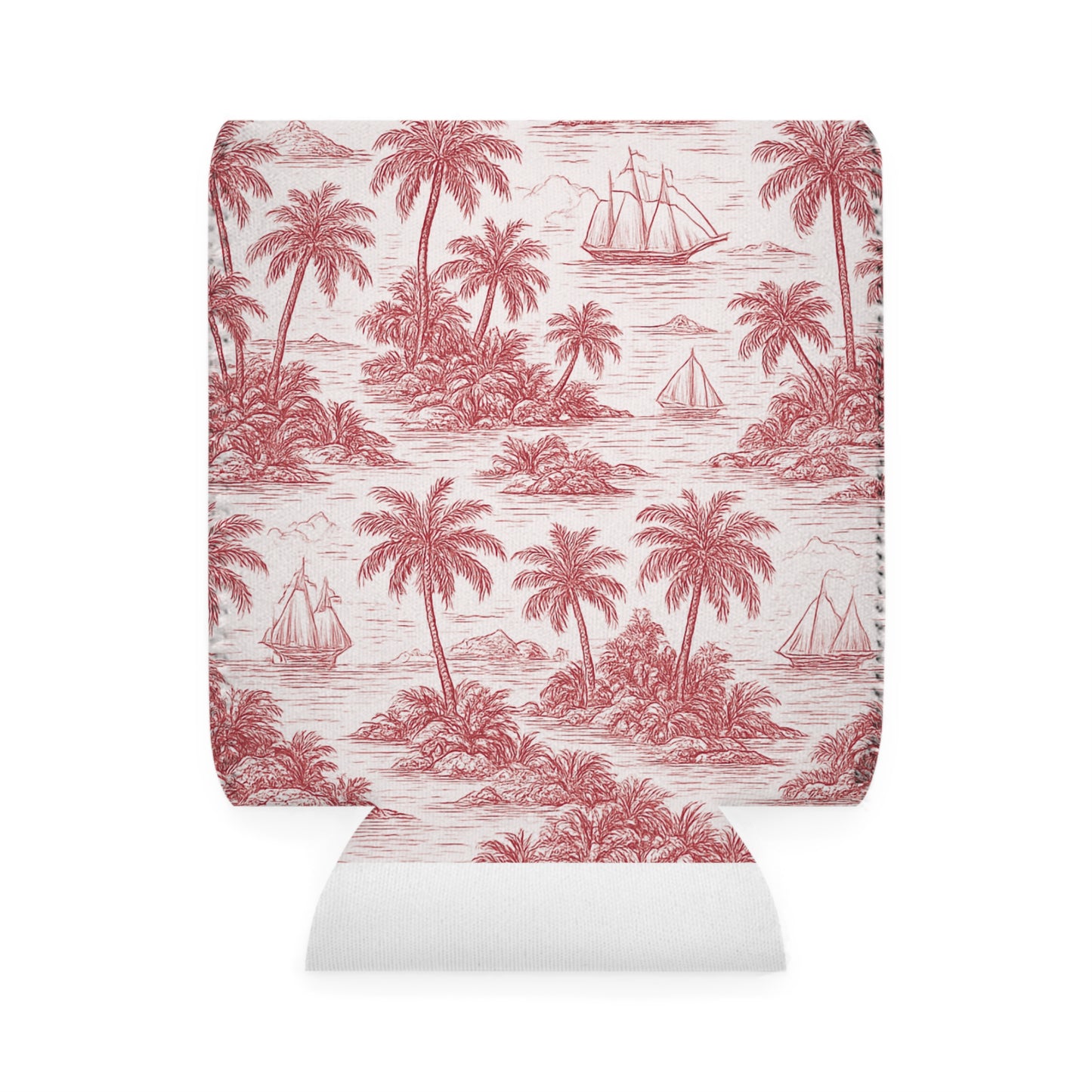 Faraway Toile/Red Can Cooler Sleeve - Perfect for Outdoor Picnics