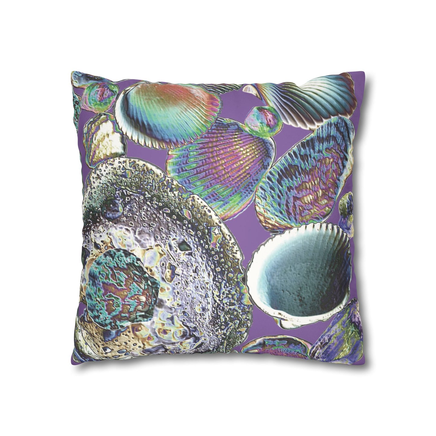 Faux Suede Square Pillowcase - Heatwave Seashell Collection, Light Purple