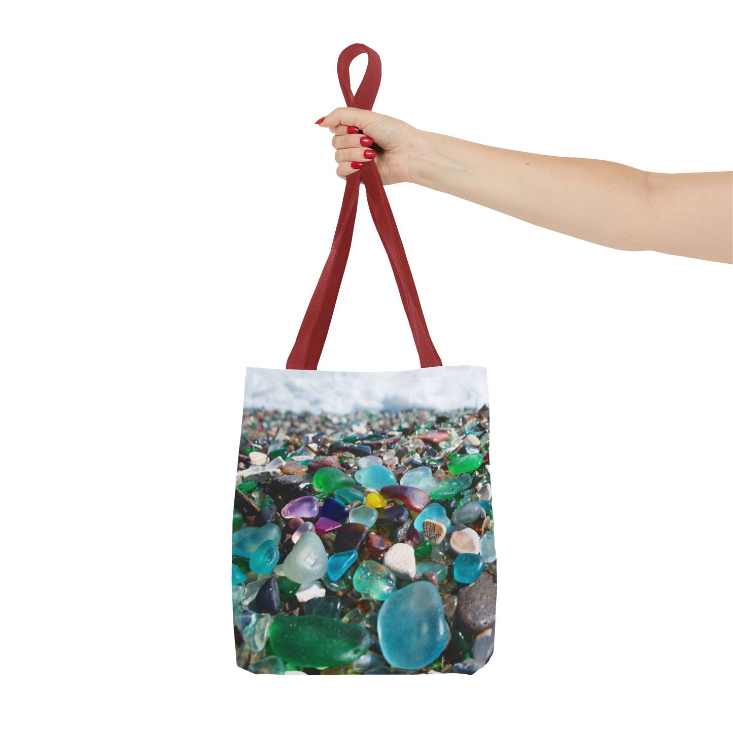 Beach Glass Tote Bag - Colorful Coastal Design, 3 Sizes