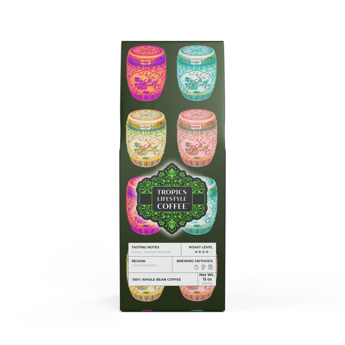 Midnight Surf Blend™ (Medium-Dark Roast) Specialty Grade Craft Coffee / Tropical Garden Stools