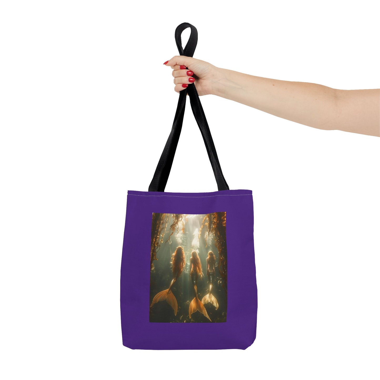Three Mermaid Sisters, Purple Tote Bag - 3 Sizes