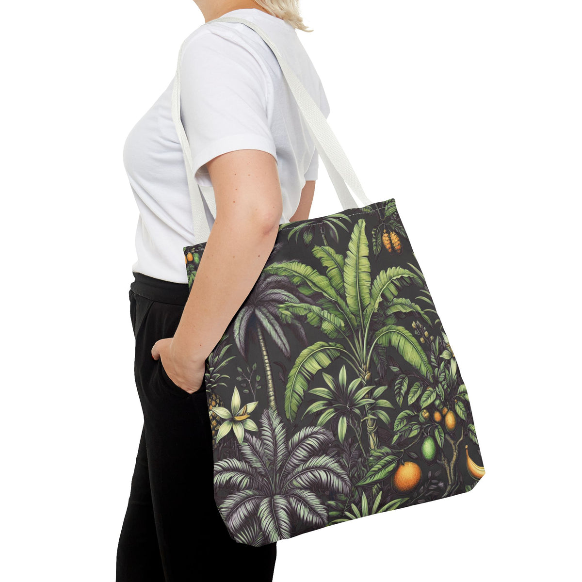 Tropical Fruit/Black Tote Bag - 3 Sizes