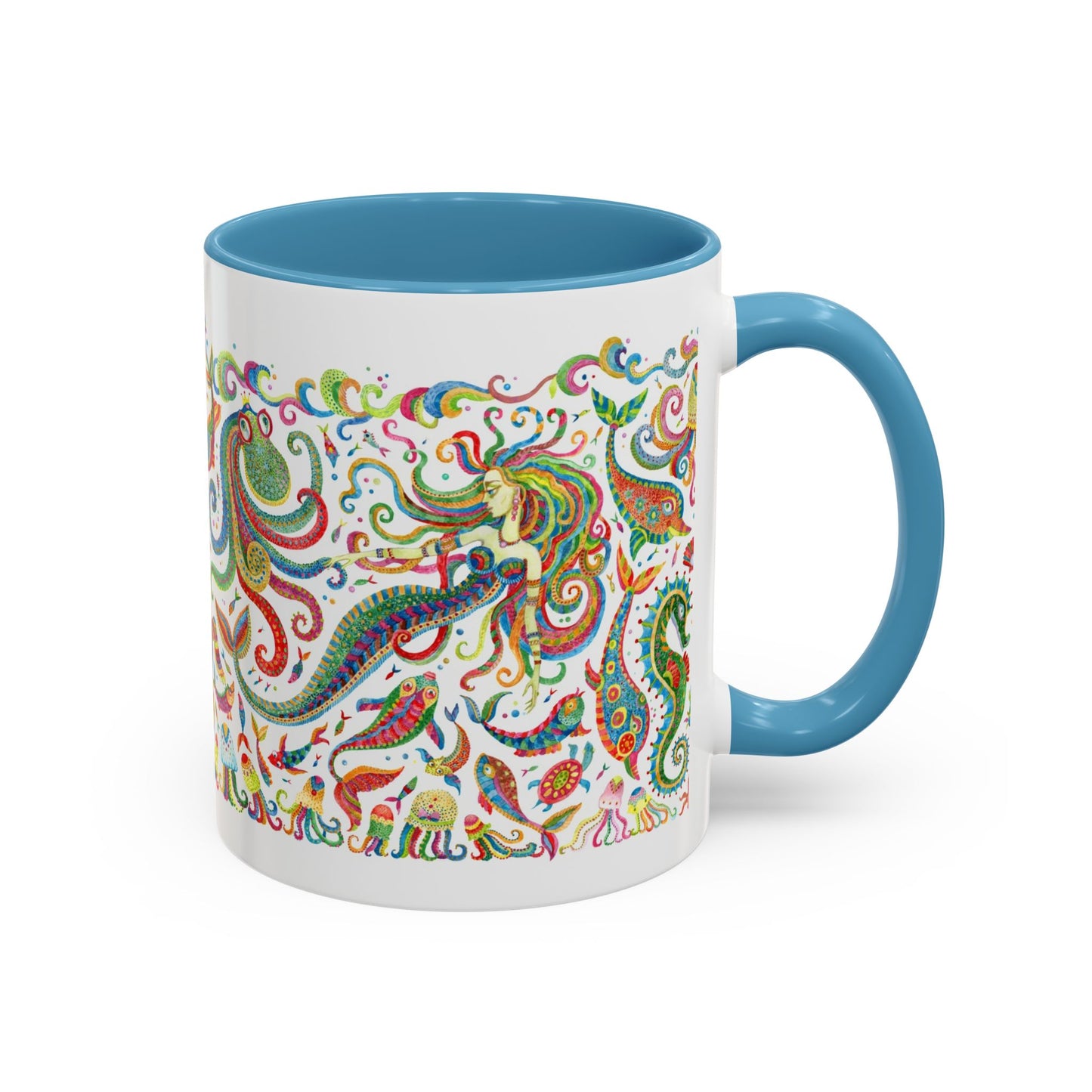 Accent Coffee Mug | Tropical-Inspired Drinkware / Colorful Mermaid Kingdom