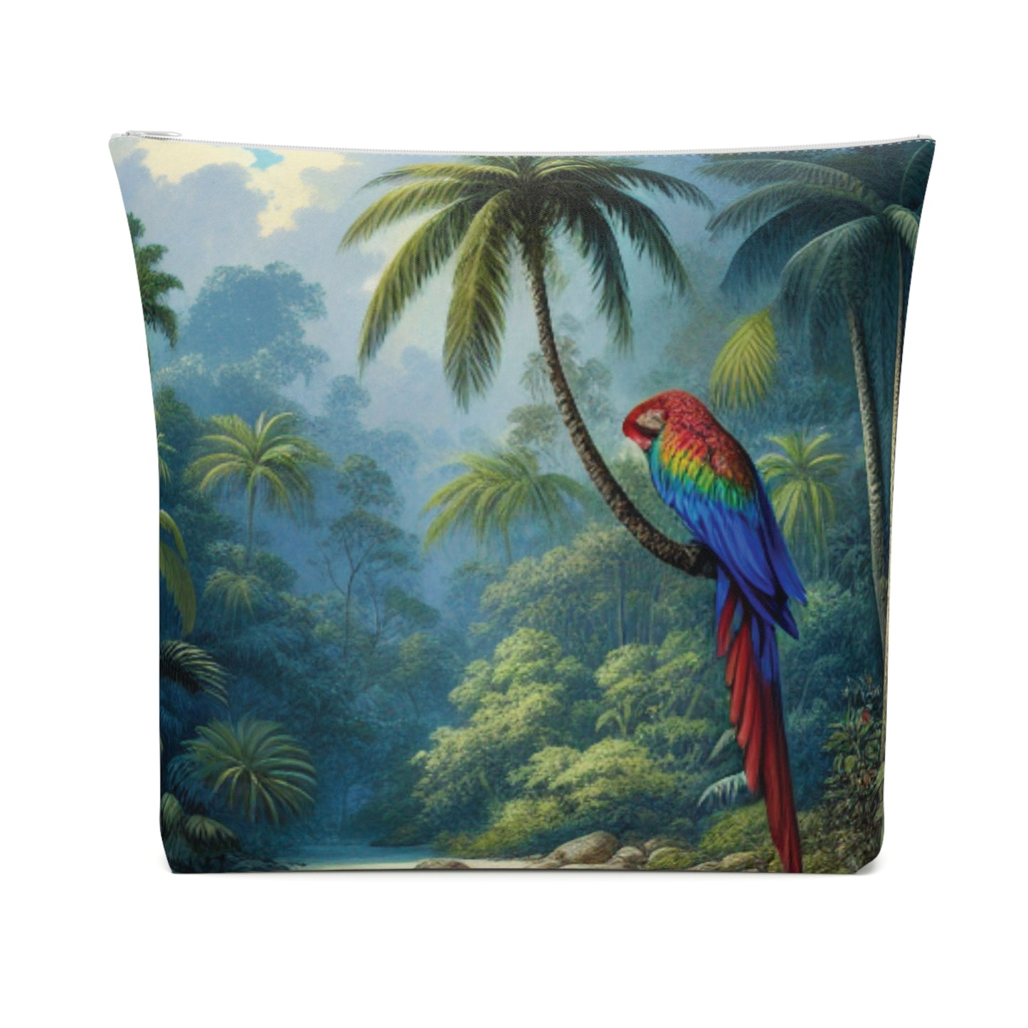 Tropical Cotton Cosmetic Bag, Makeup Pouch, 5 Sizes / Sleeping Beauty Parrot