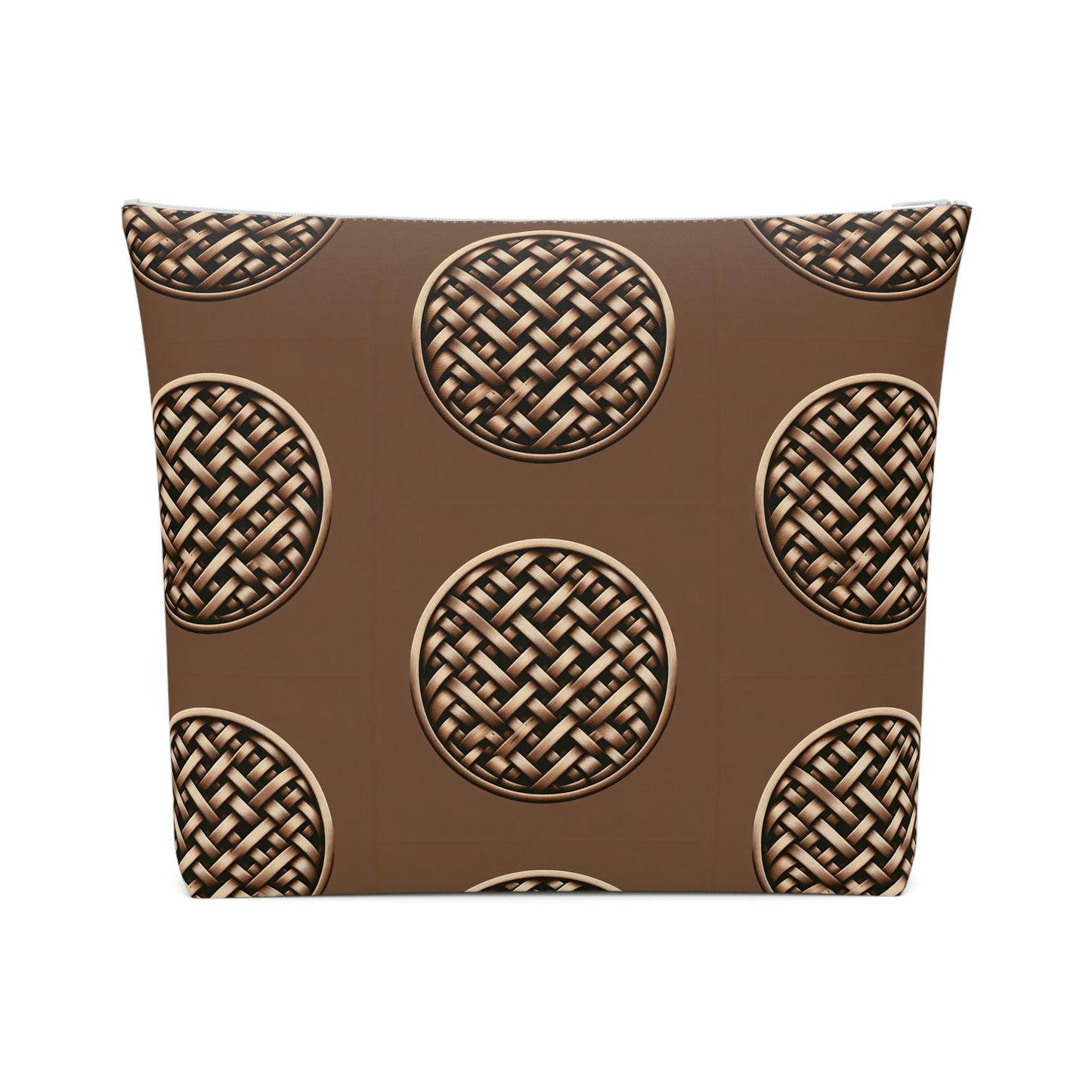 Tropical Cotton Cosmetic Bag - Makeup Pouch, 5 Sizes / Brown Wicker Button