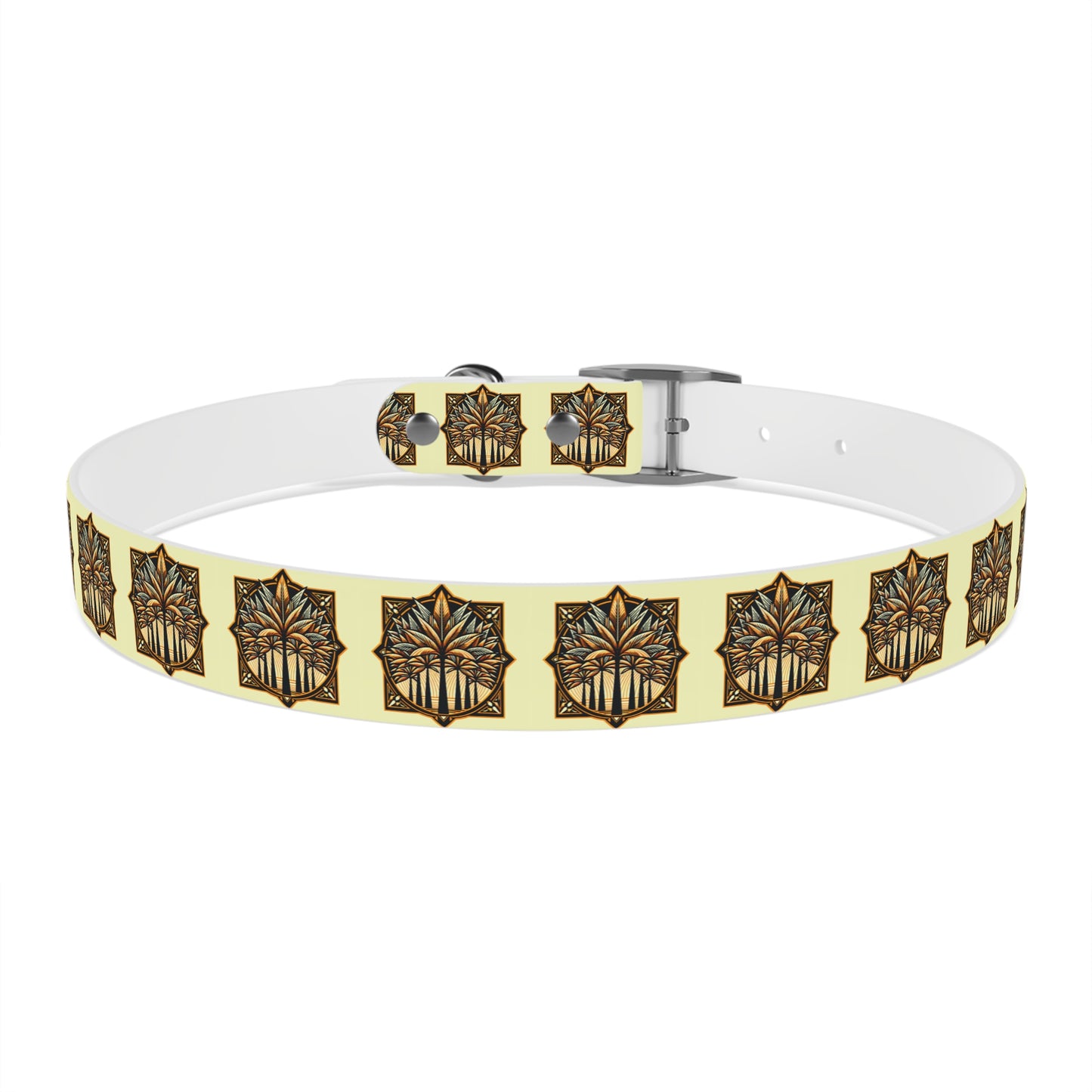 Dog Collar - Deco Palm Trees, Buttercream