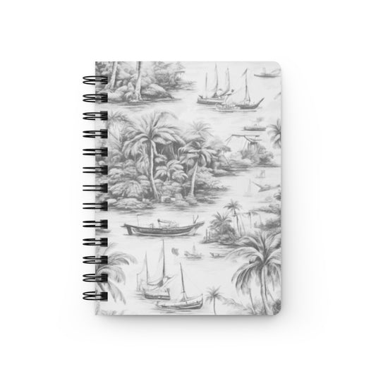 Spiral Bound Journal - Tropical Toile, soft black