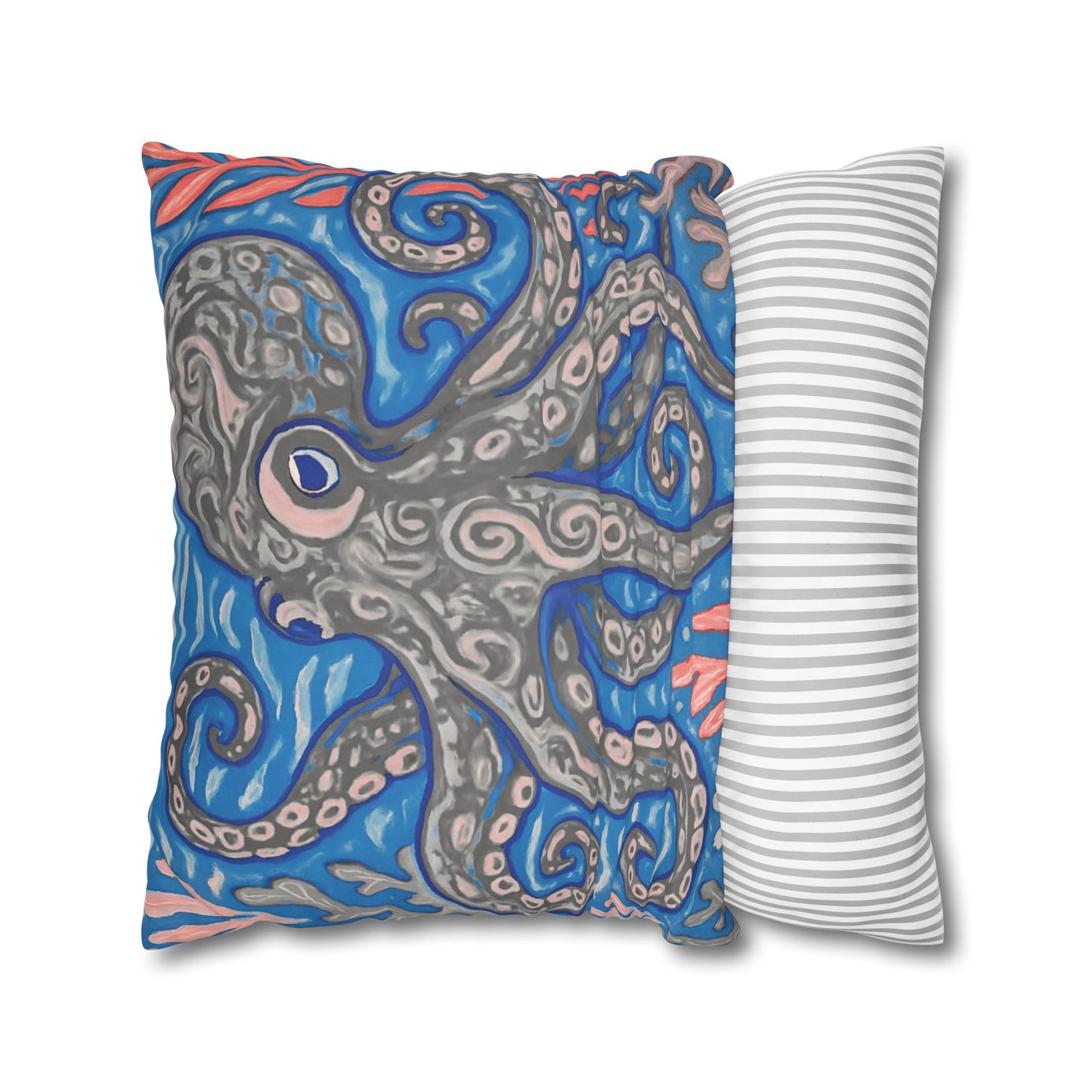 Faux Suede Square Pillowcase - Slate Kraken Joe
