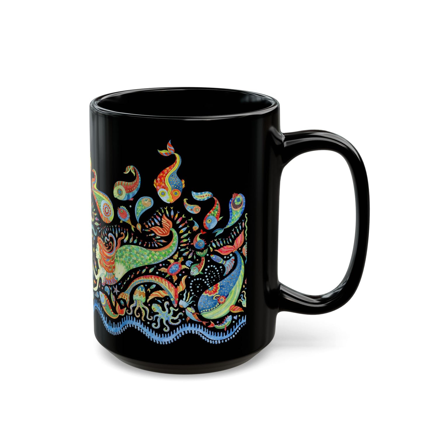 Mermaid Kingdom/Midnight, Black Coffee Mug