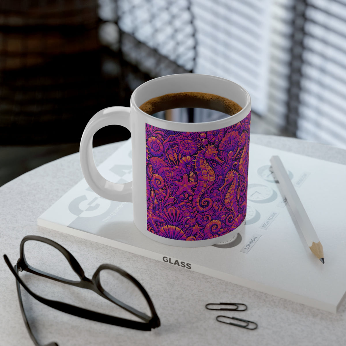 Jumbo Mug, 20oz, Seahorses Heatwave | Tropical Coffee Cup