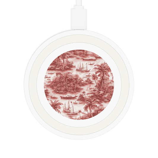 Quake Wireless Charging Pad - Tropical Toile #1, Russet