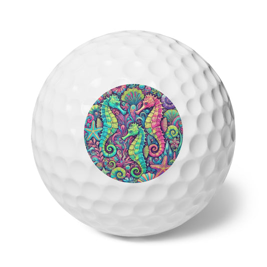 Coastal-Themed Golf Balls, 6pcs - Perfect Gift for Golf Enthusiasts / Seahorse Trio