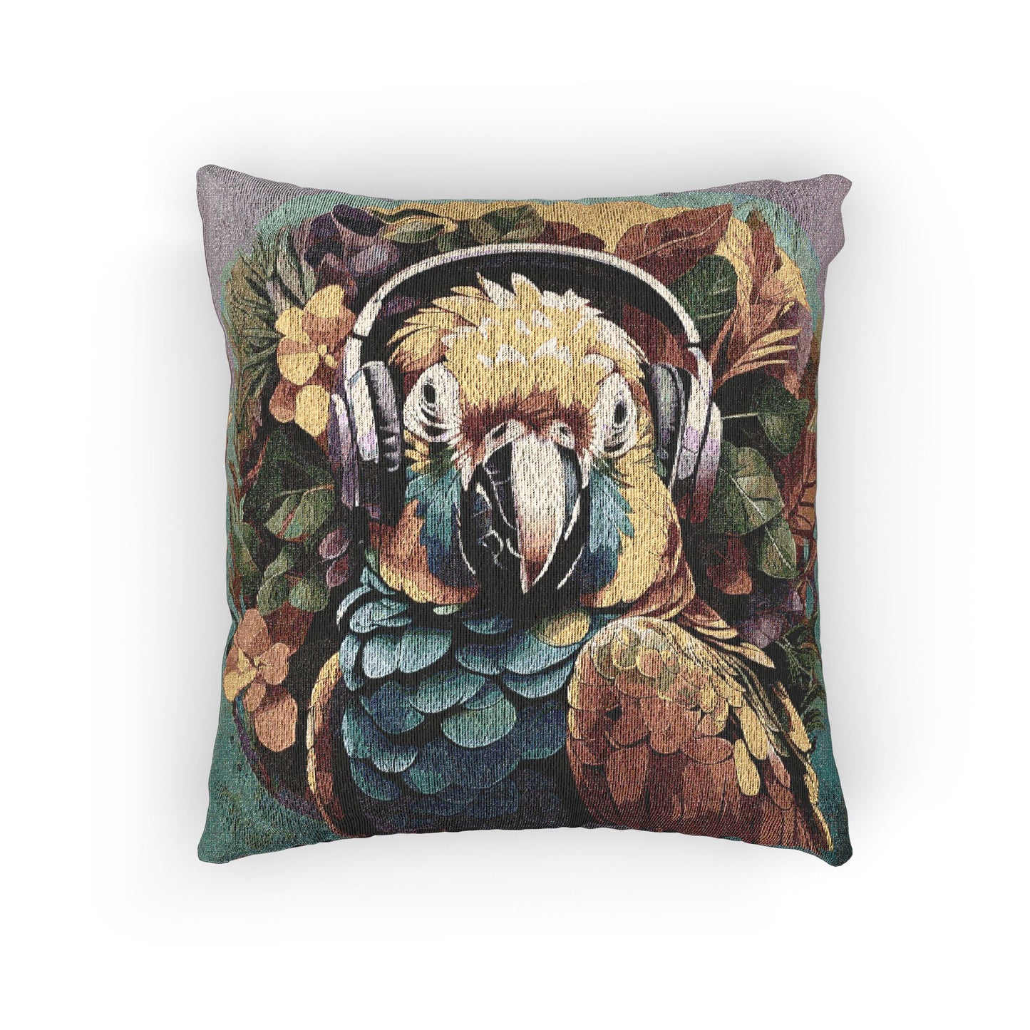 Woven Pillow, 17"W x 18"L - Rockin' Out Parrot
