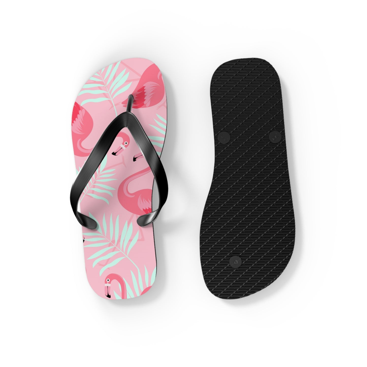 Flip Flops - Pink Flamingo / White Palms