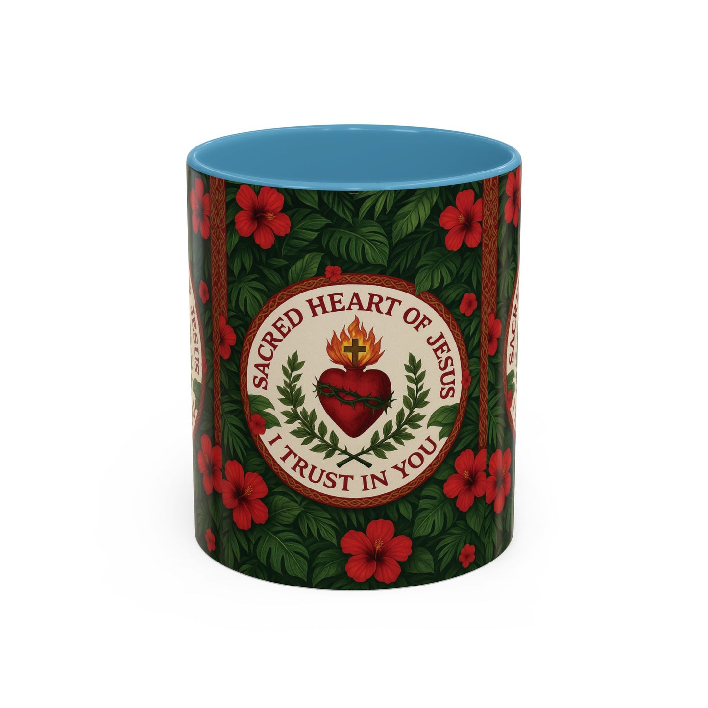 Religious Accent Color Coffee Mug (11, 15oz) / Sacred Heart of Jesus Prayer, Various Colors