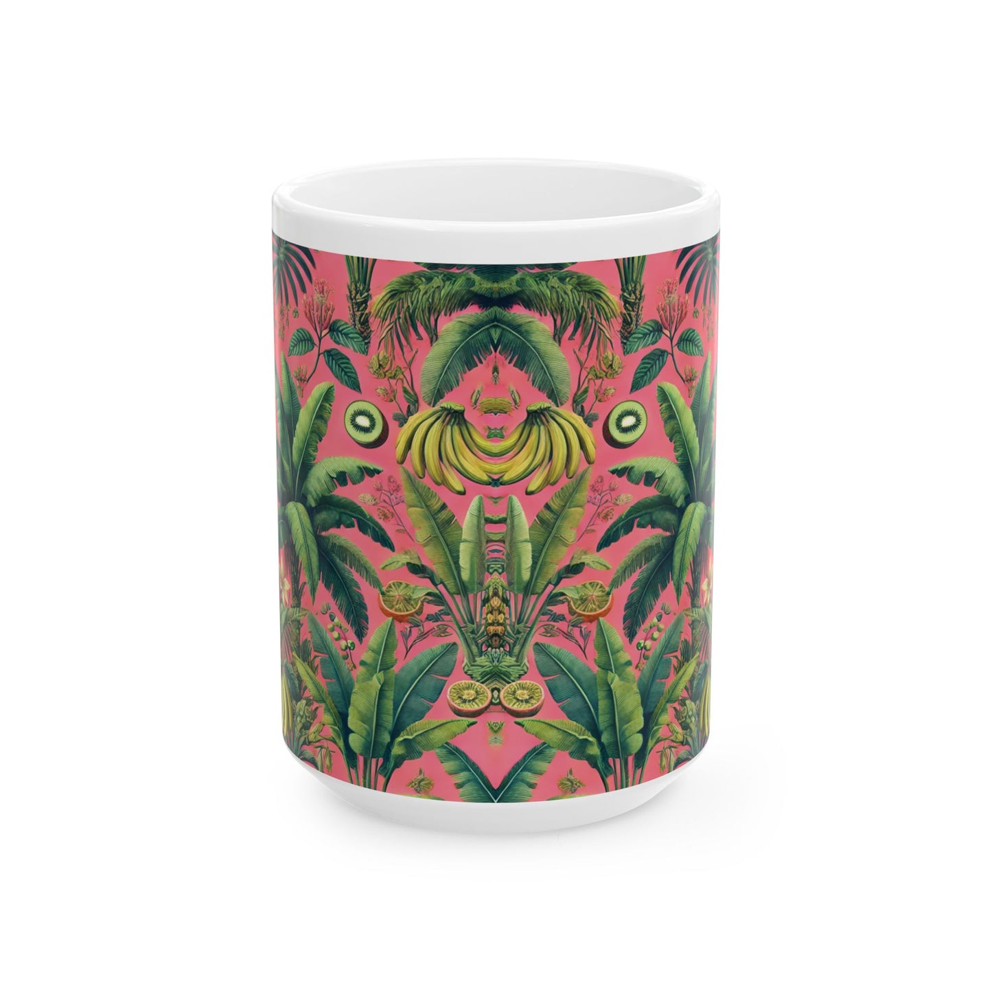 Ceramic White Mug - 11oz & 15oz, More Tropical Fruit, Coral