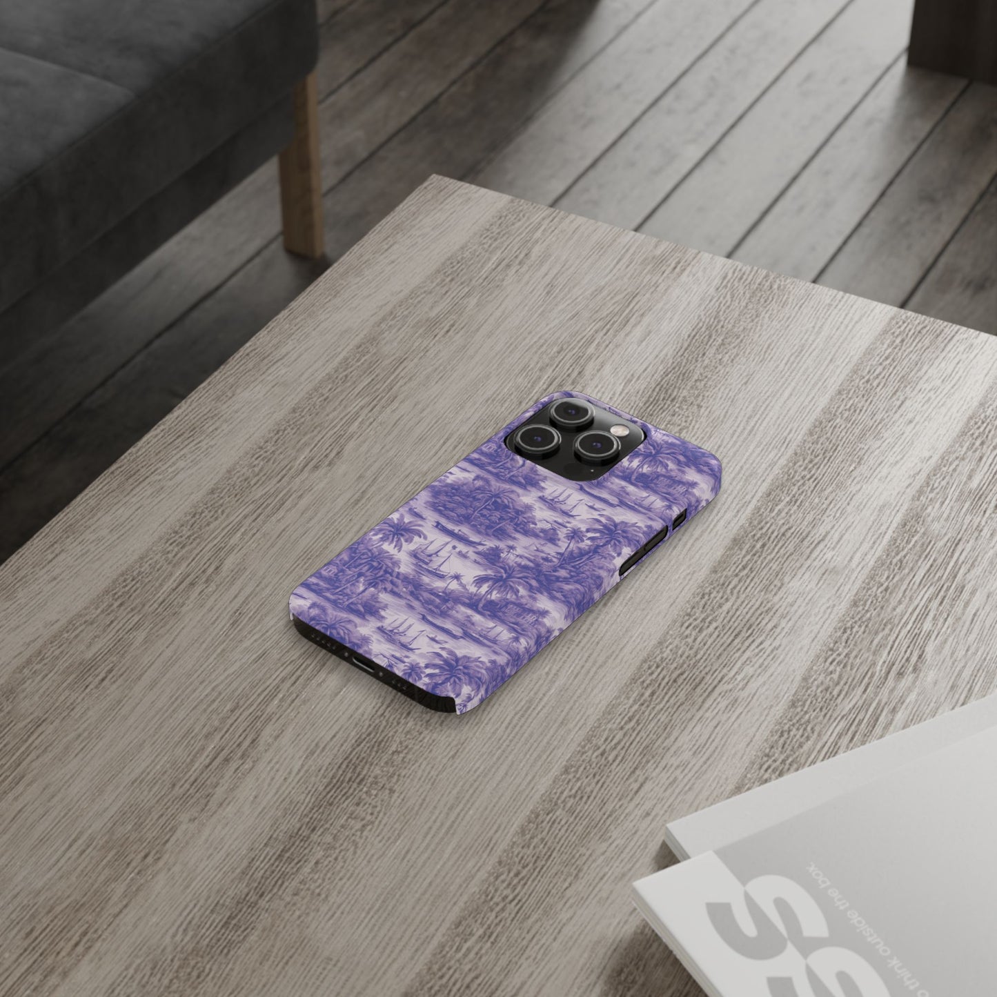 Slim Phone Cases - Tropical Toile #1, purple