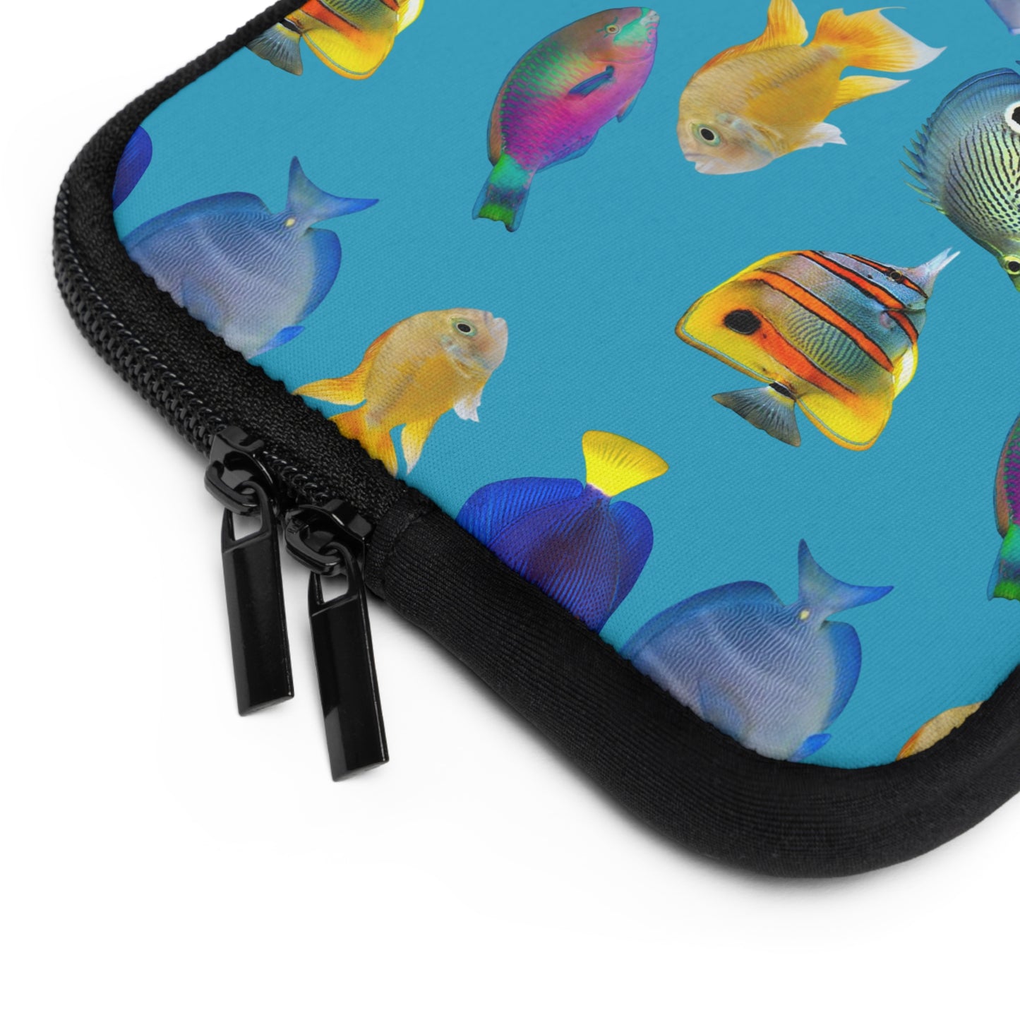 Tropical Laptop Sleeve, 5 Sizes - Perfect for Ocean Lovers & Students / School of Fish, Turquoise