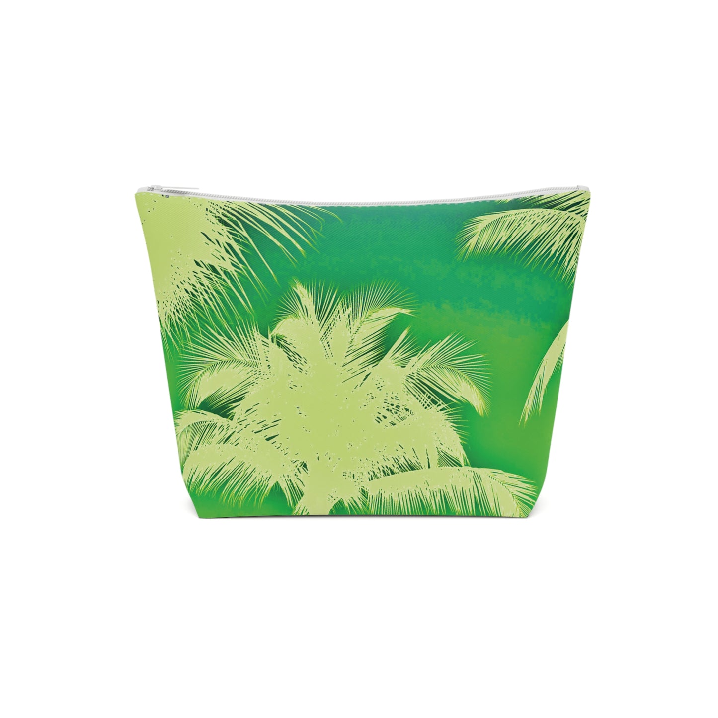 Tropical Cotton Cosmetic Bag, Makeup Pouch, 5 Sizes / Palm Glow, Green