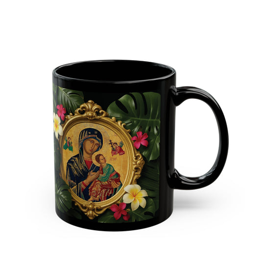 Black Coffee Mug, Religious - Our Lady of Guadalupe