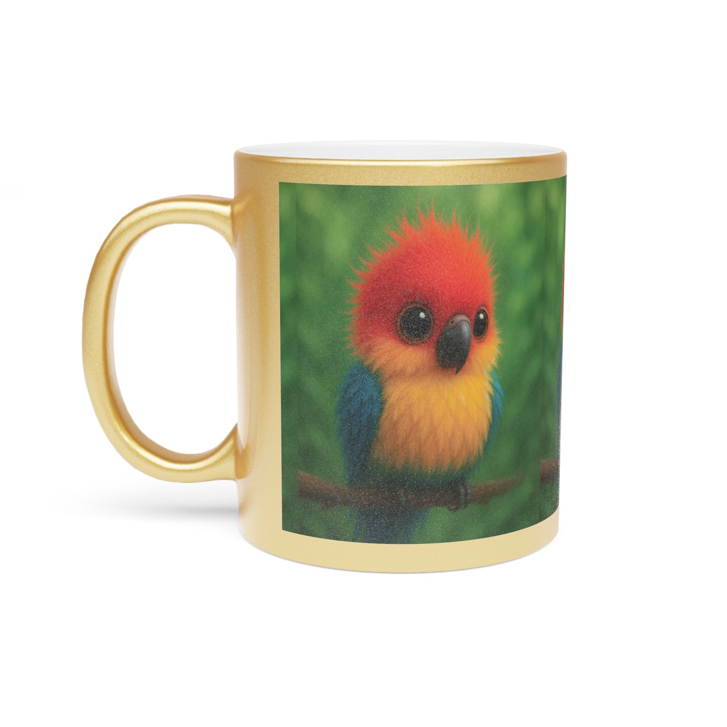 Tropical Metallic Mug, Gold or Silver - Baby Parrot