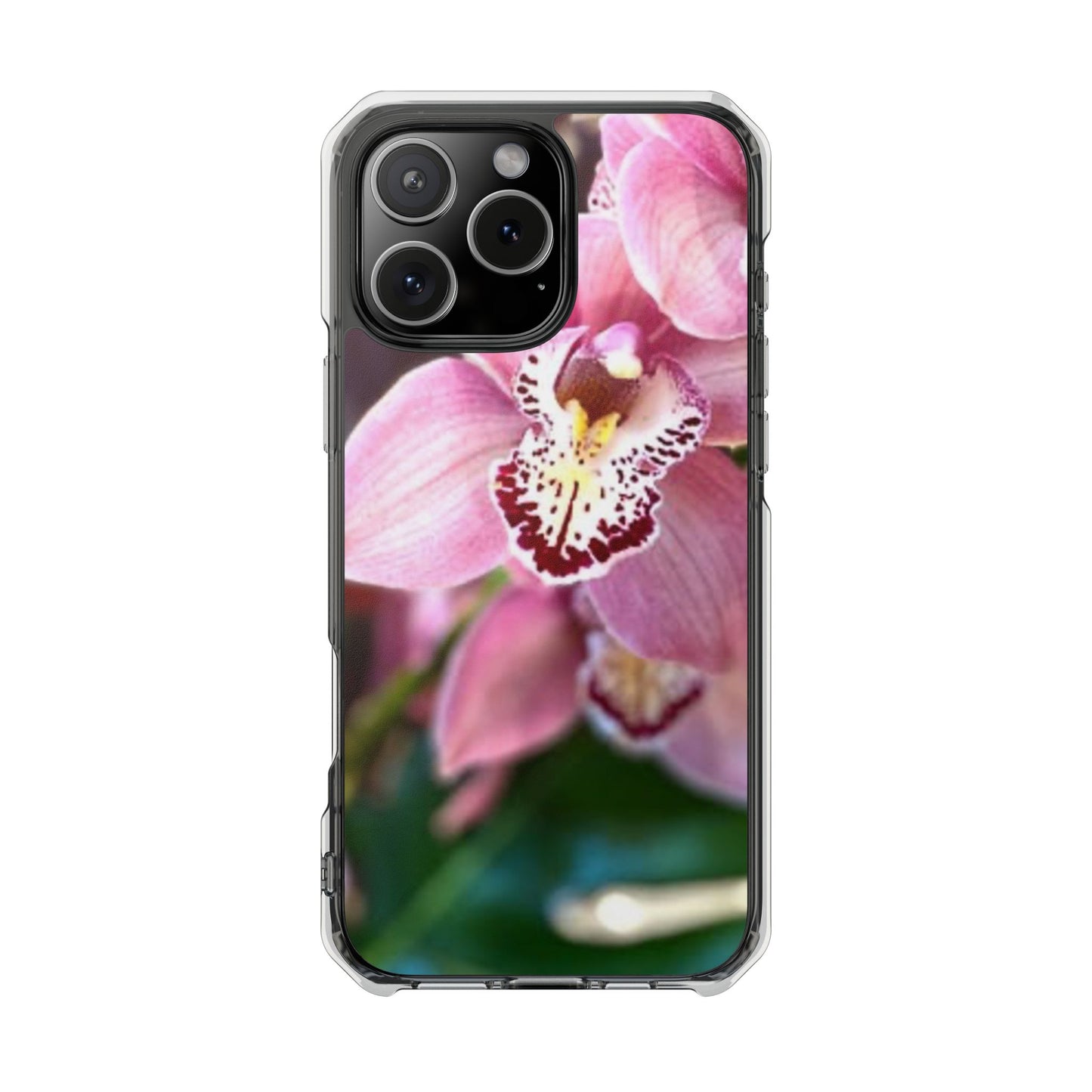 Pink Orchid/Photo Magnetic Clear Phone Case, Many Models
