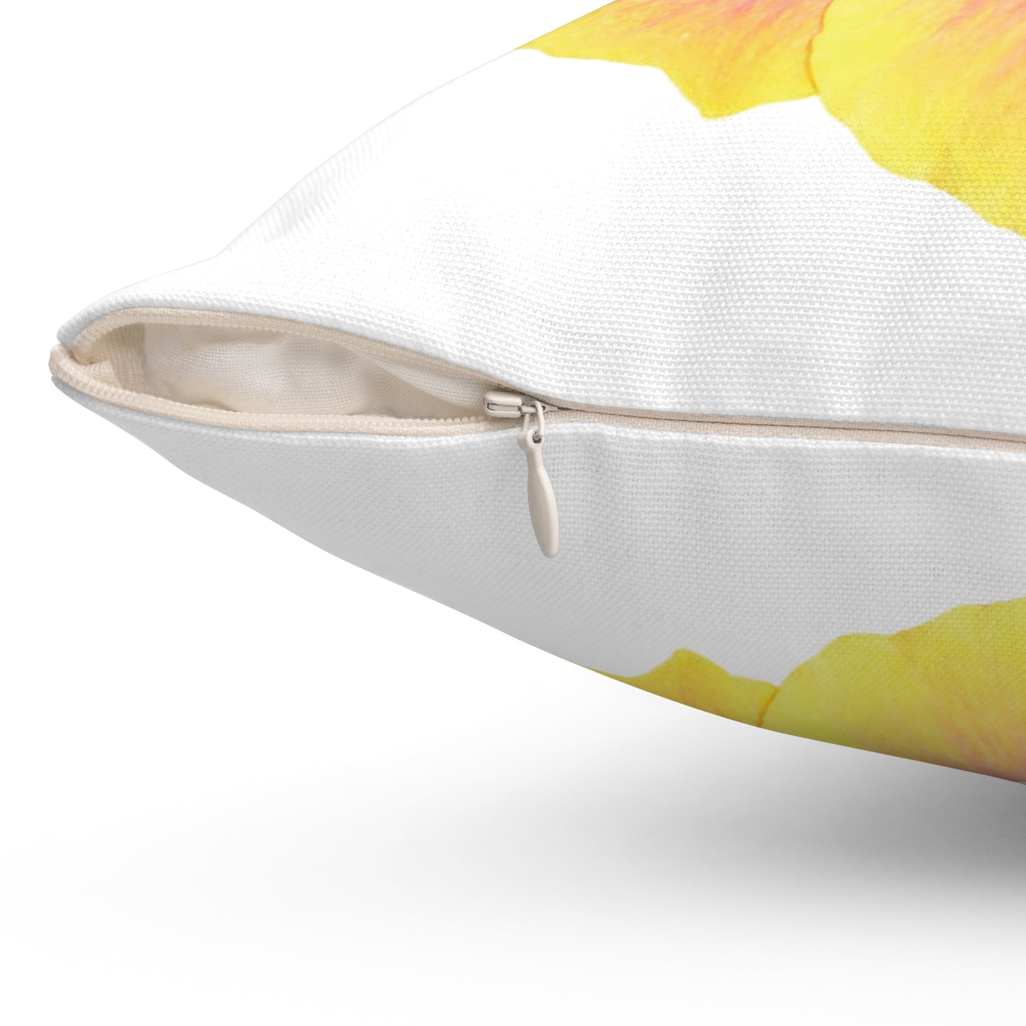 Decorative Pillow - Accent Cushion, 4 Sizes / Photo Yellow Hibiscus, White