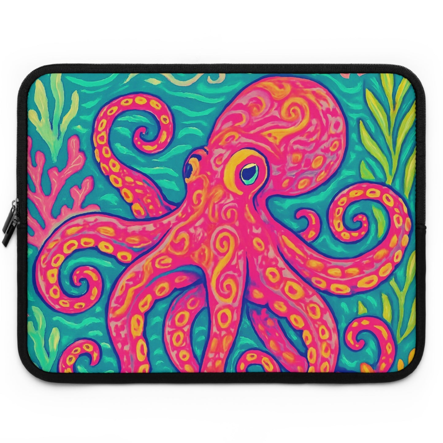 Tropical Laptop Sleeve, 5 Sizes - Perfect for Beach Lovers & Students / Octopus Kraken Joe, Red