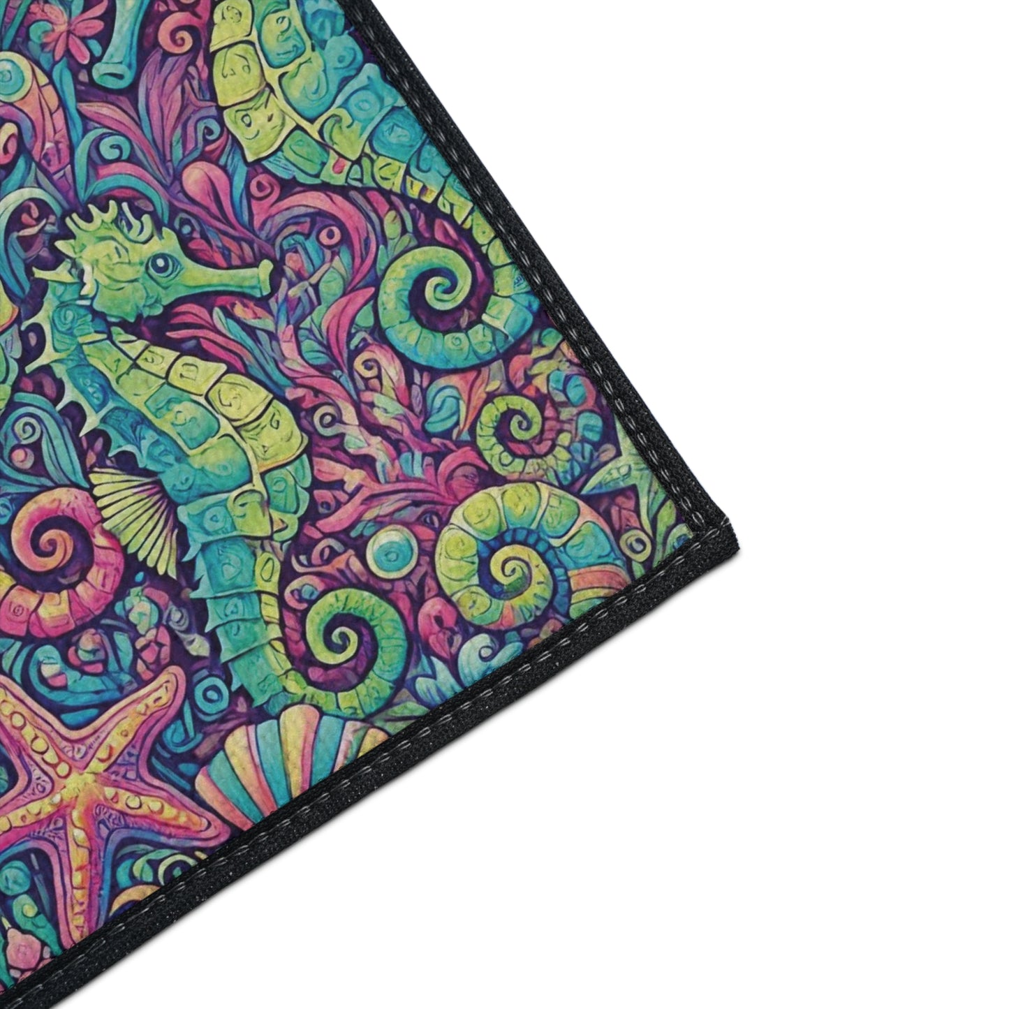 Heavy Duty Floor Mat, 5 Sizes – Tropical Area Rug for Home Décor / Seahorses