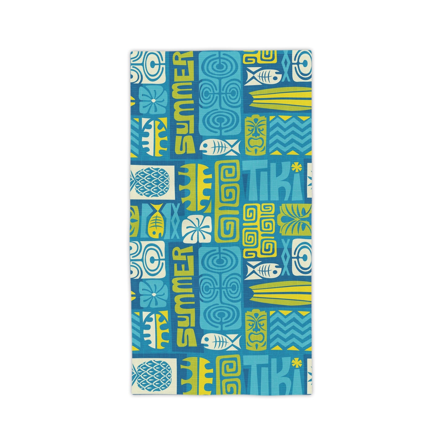 Vibrant Summer Beach Towels, 3 sizes – Tropical Print for Sun Lovers / Tiki Poster Blue