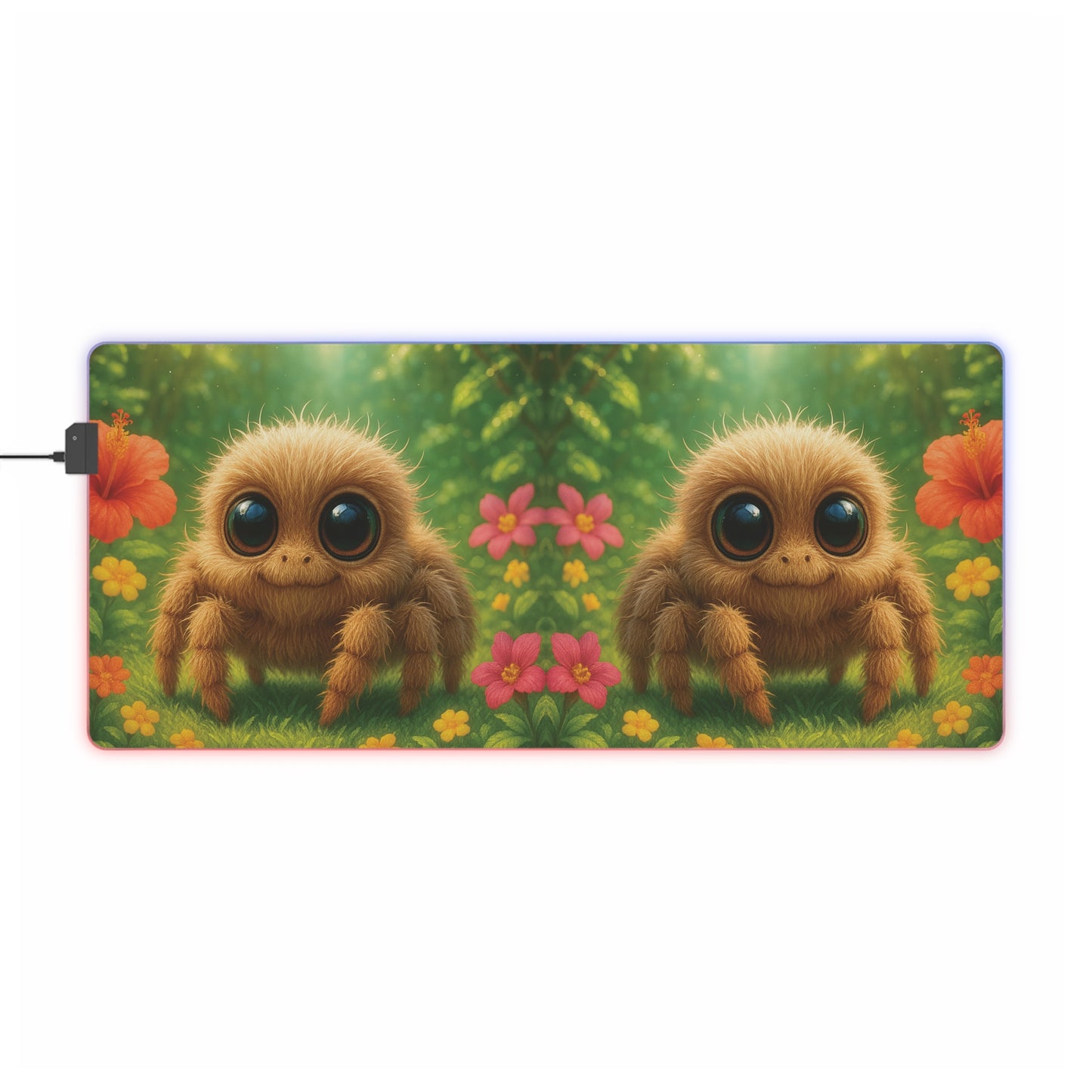 LED Gaming Mouse Pad With Vibrant RGB Lighting, 4 Sizes / Rainforest Baby Spiders