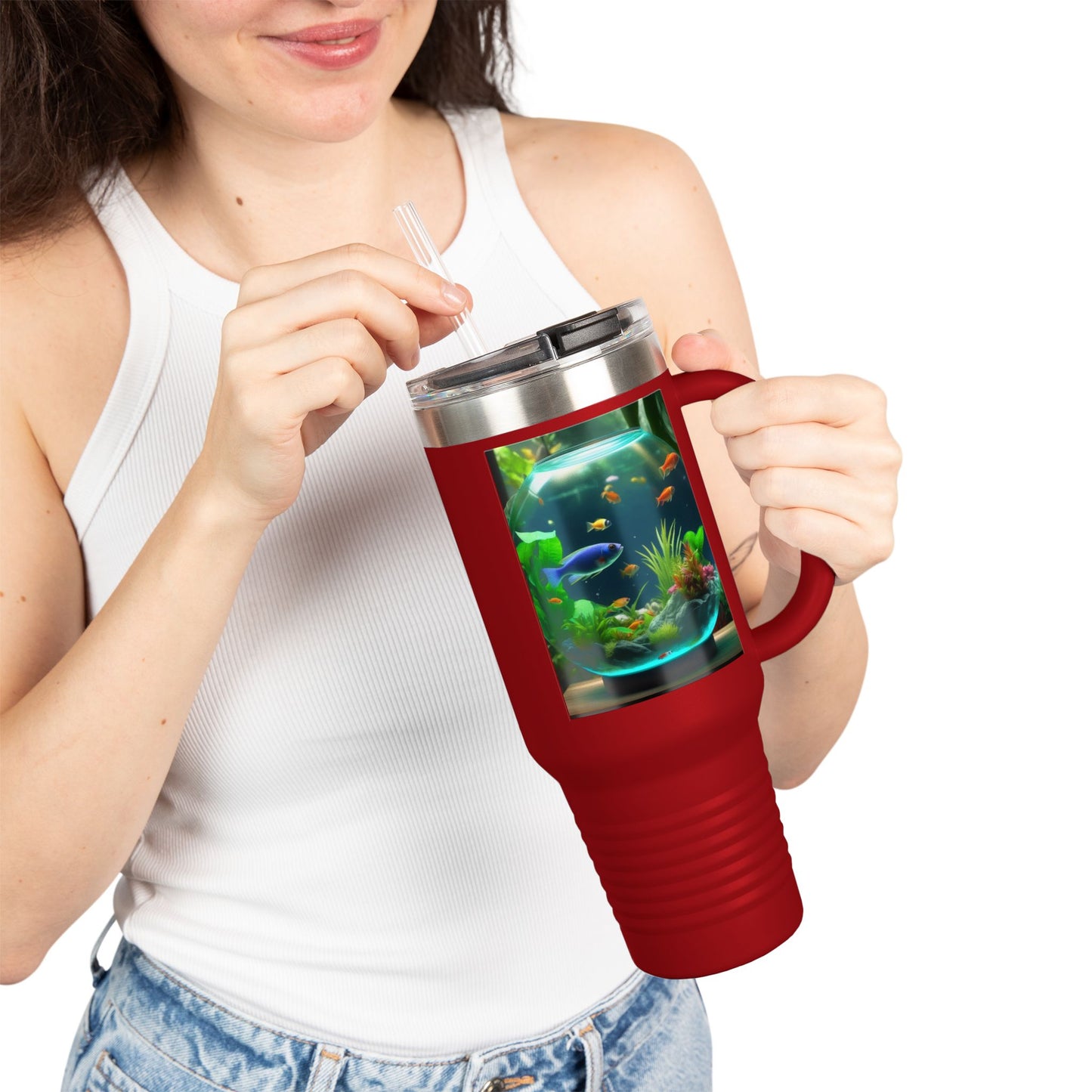 Insulated Travel Mug, 40oz / Tropical Fish Bowl #1 - Perfect for Outdoor Adventures