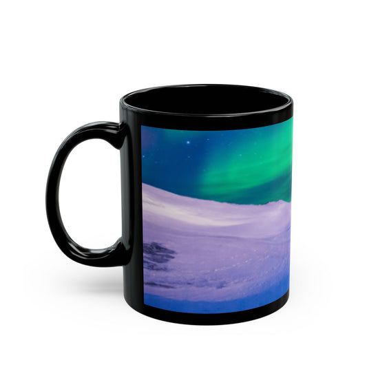 Black Mug (11oz, 15oz), Cold Ocean Lights, Peacock