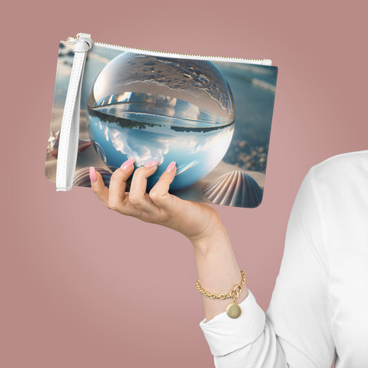 Tropical Faux Leather Clutch Bag - Perfect for Beach Adventures & Summer Vacations / Beach Illusion Ball