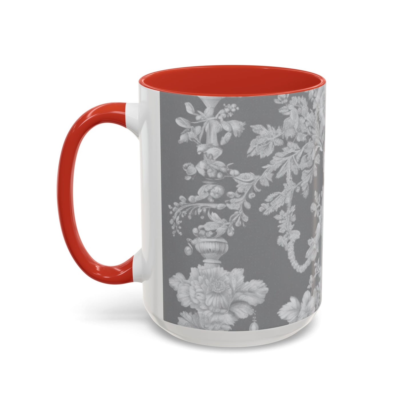 Accent Coffee Mug (11, 15oz), Pearl Lady Toile/Slate, Various Colors