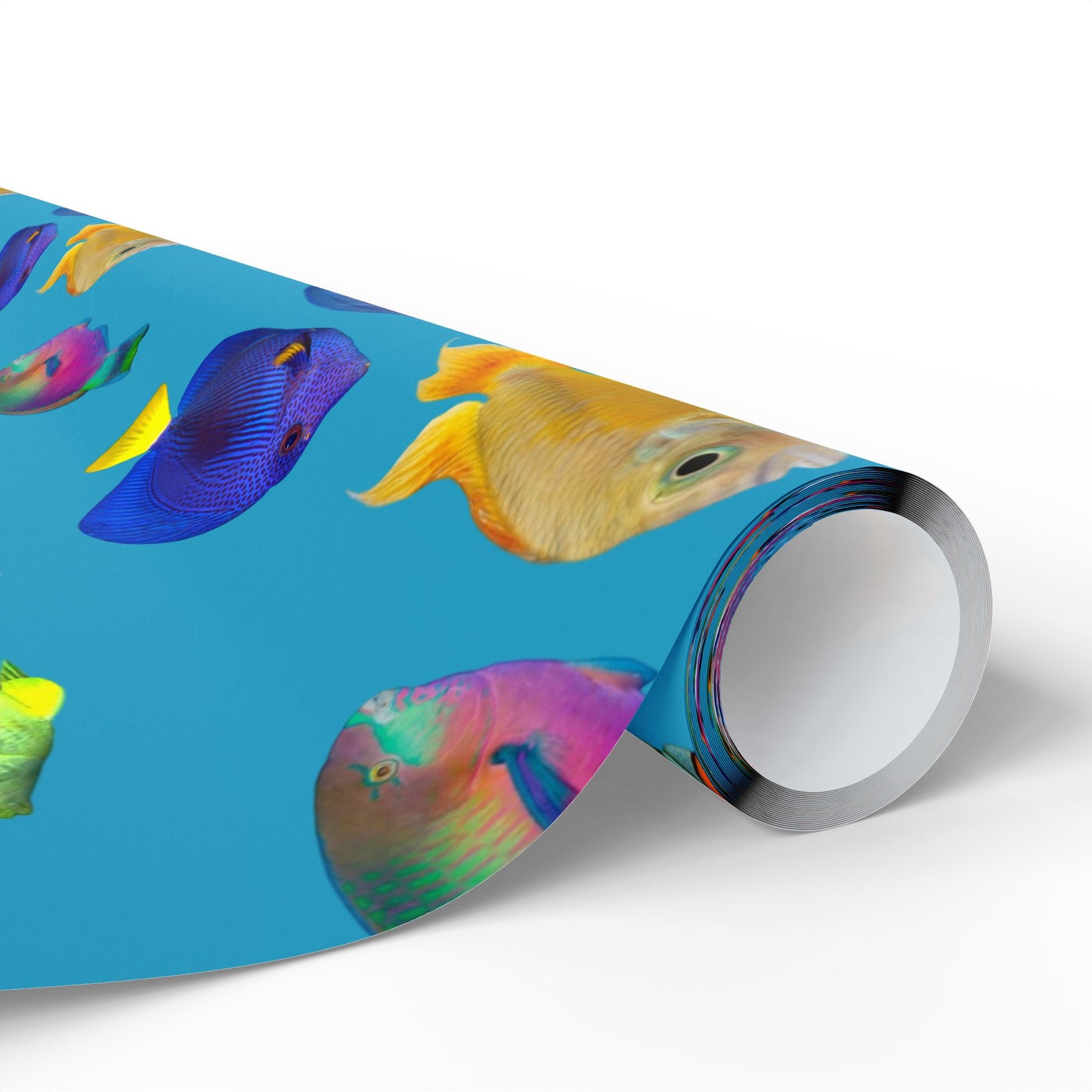 Wrapping Paper - Tropical Gift Wrap for All Occasions, 3 Sizes/2 Finishes / School of Fish, Turquoise